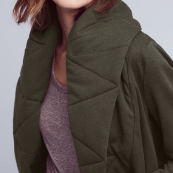 Anthropologie🌷Army Green Sweater Coat S/M - Picture 3 of 10